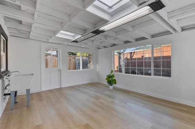 empty room with light wood-type flooring