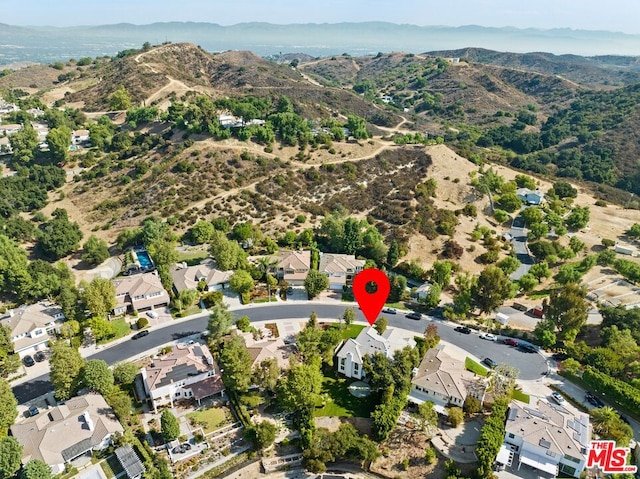 aerial view with a mountain view