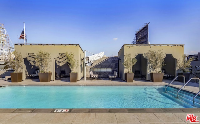 view of swimming pool featuring a patio