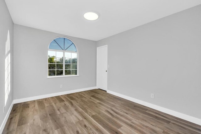 spare room with wood-type flooring