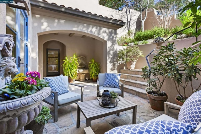 view of patio with an outdoor living space