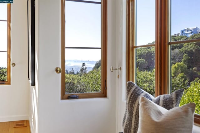 doorway to outside featuring hardwood / wood-style floors