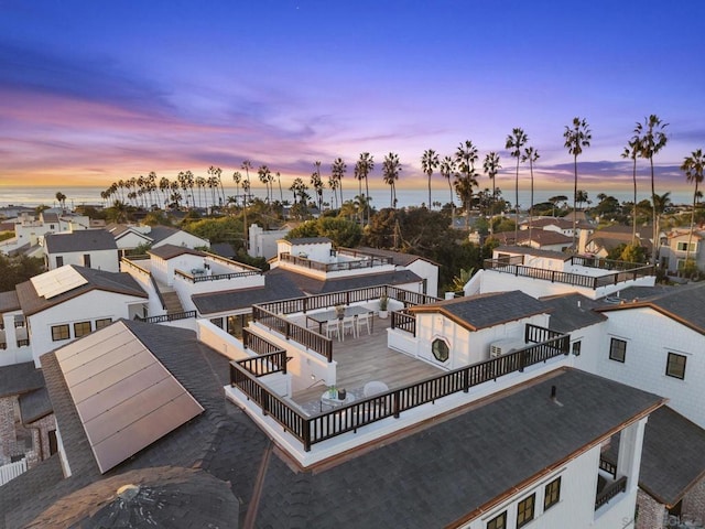 view of aerial view at dusk