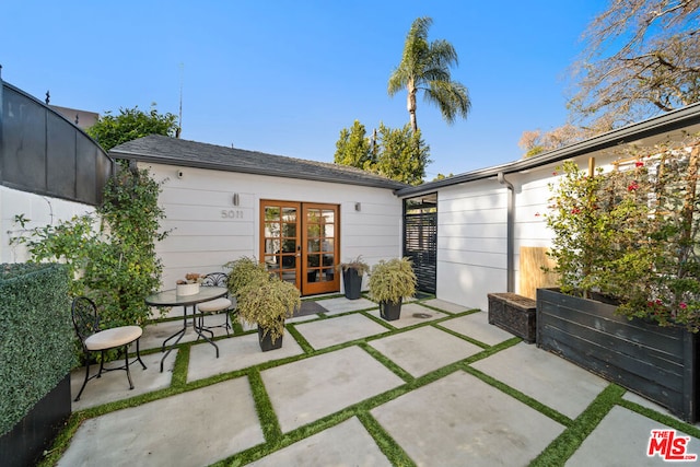 view of patio featuring french doors