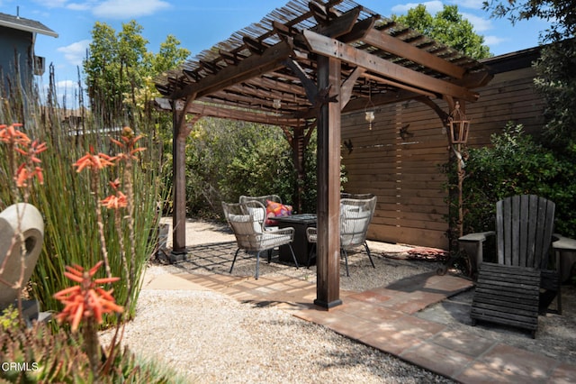 view of patio / terrace featuring a pergola