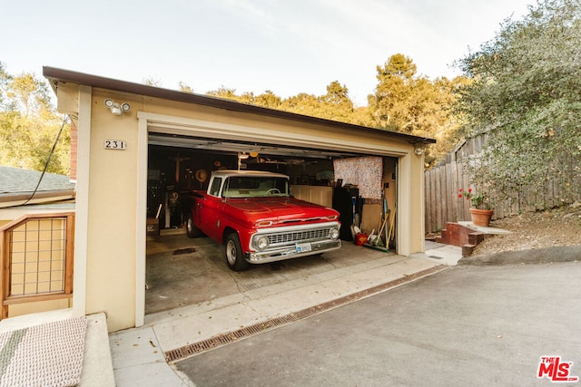 view of garage