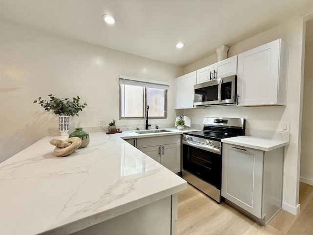 kitchen featuring white cabinetry, sink, and appliances with stainless steel finishes