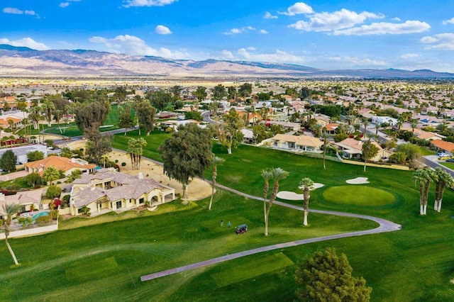 drone / aerial view featuring a mountain view