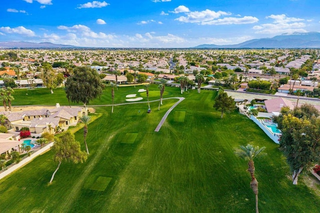 drone / aerial view featuring a mountain view