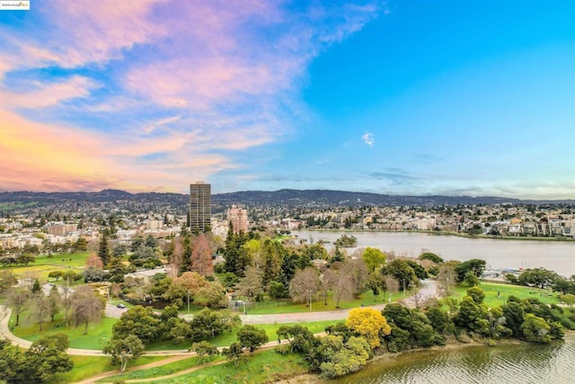 property view of mountains featuring a water view