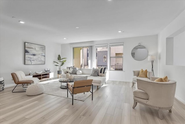 living room with light wood-type flooring