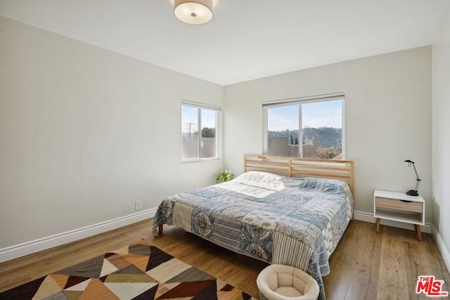 bedroom with hardwood / wood-style floors