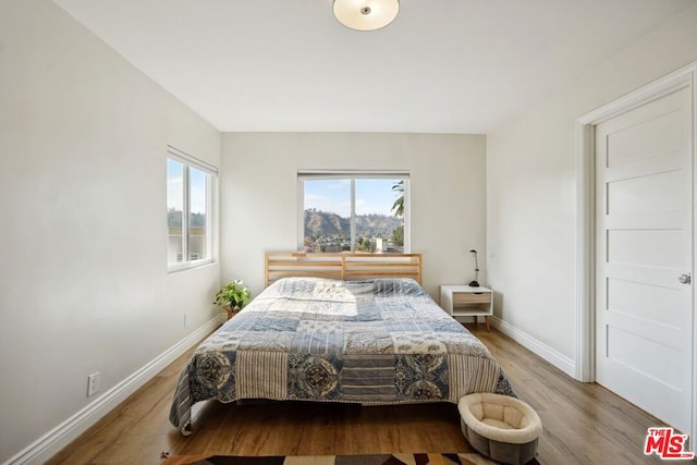 bedroom with light hardwood / wood-style floors