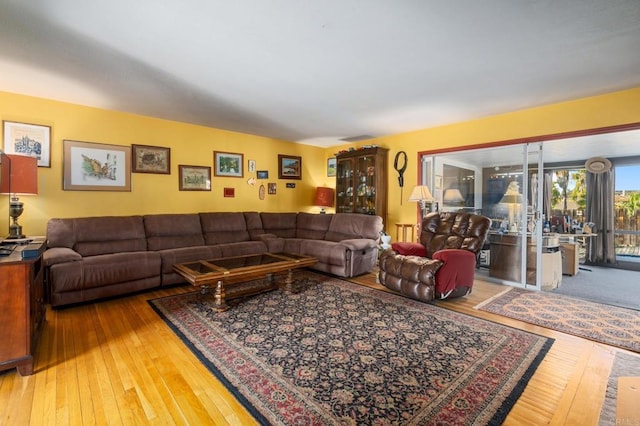 living room with hardwood / wood-style flooring