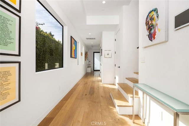 hall featuring light hardwood / wood-style flooring