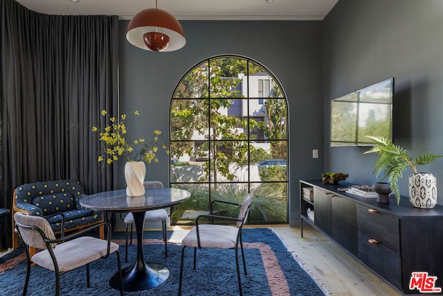 dining space featuring light hardwood / wood-style flooring