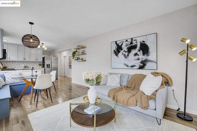 living room featuring light hardwood / wood-style flooring