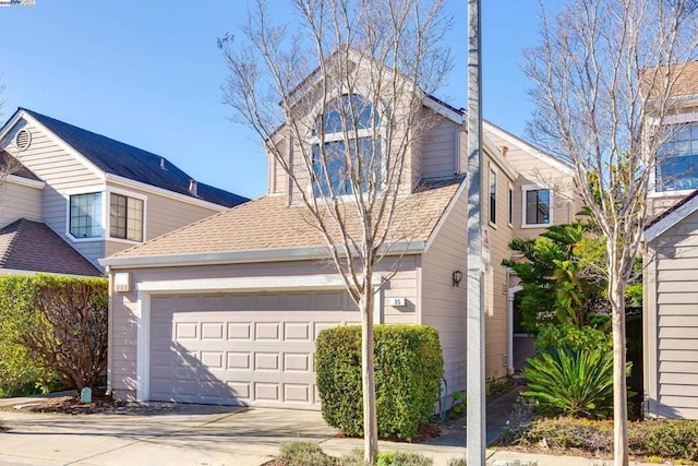 exterior space with a garage