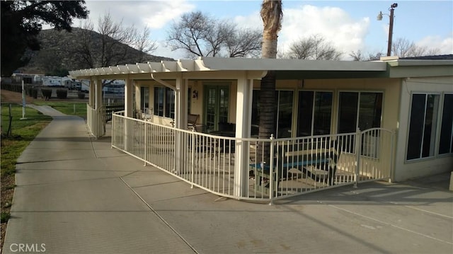 exterior space with stucco siding