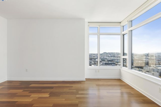 spare room with wood-type flooring