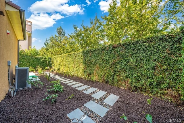 view of yard featuring central AC