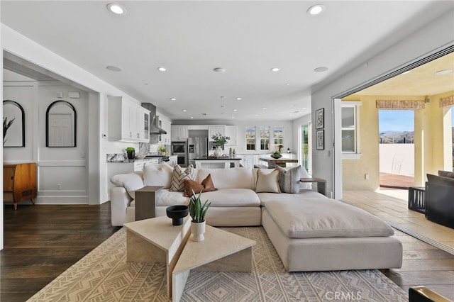 living room featuring wood-type flooring