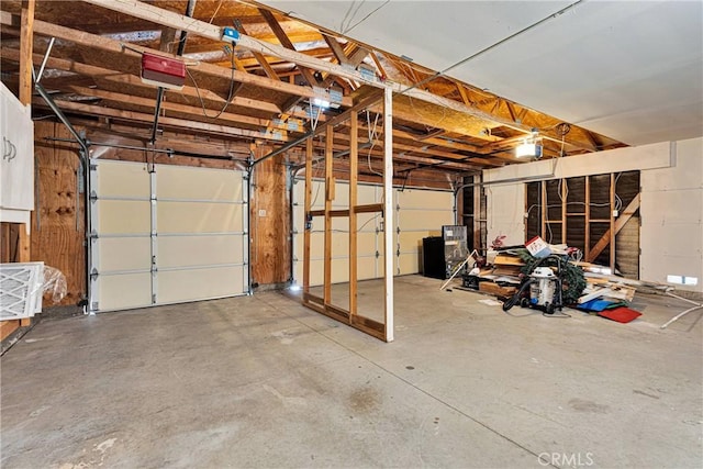 garage with a garage door opener