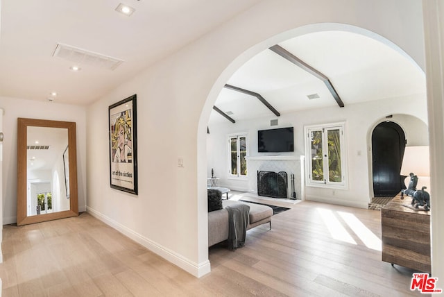 living room featuring light hardwood / wood-style floors