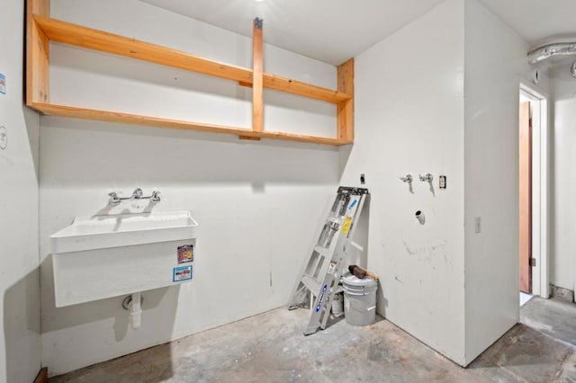 interior space with sink and washer hookup