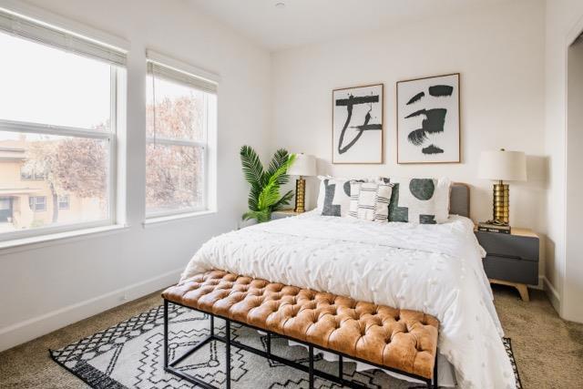 bedroom featuring carpet