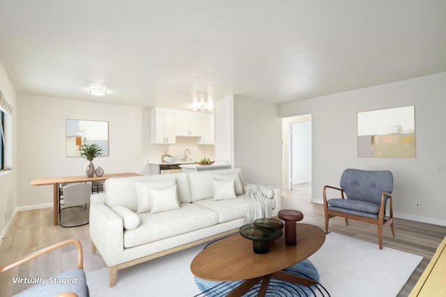 living room featuring light hardwood / wood-style floors