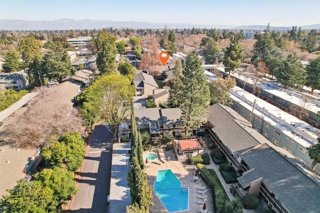 bird's eye view featuring a mountain view