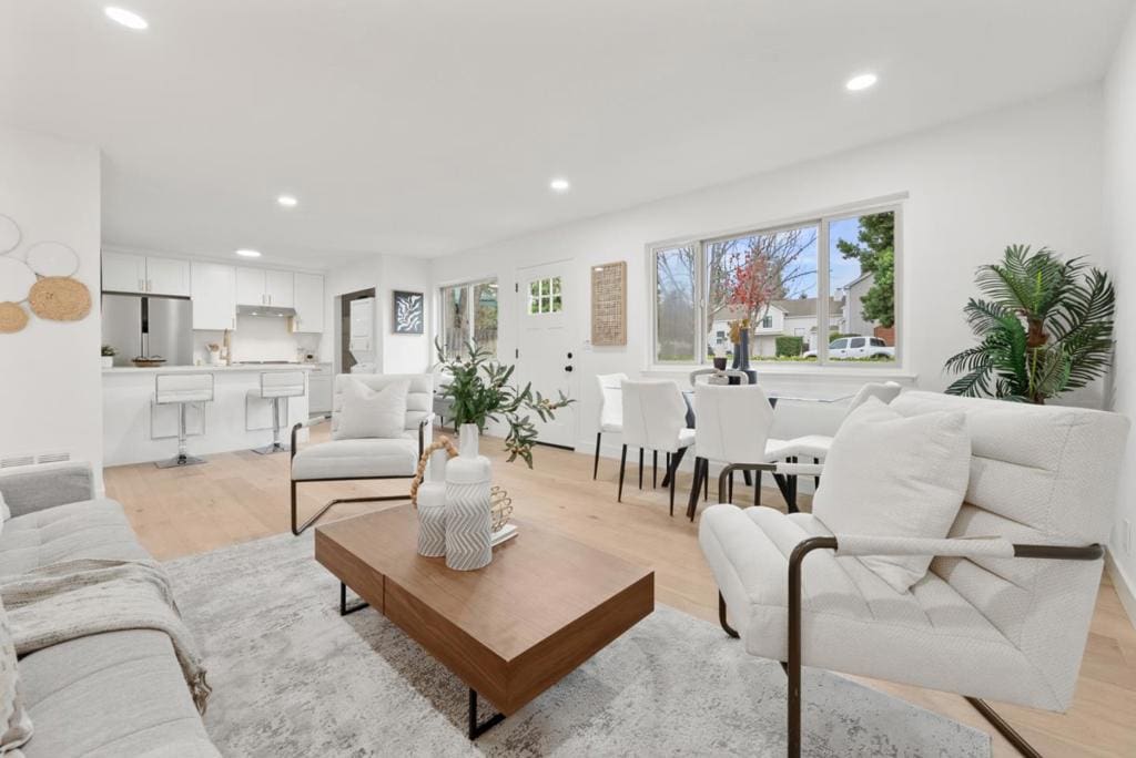 living room featuring light hardwood / wood-style floors