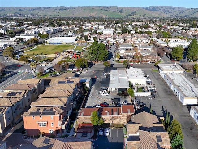 bird's eye view with a mountain view