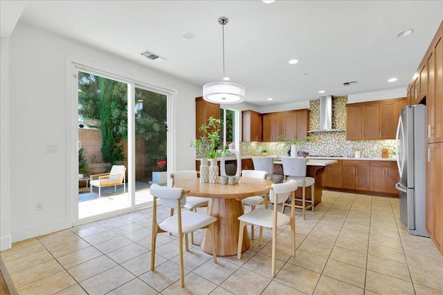 view of tiled dining room