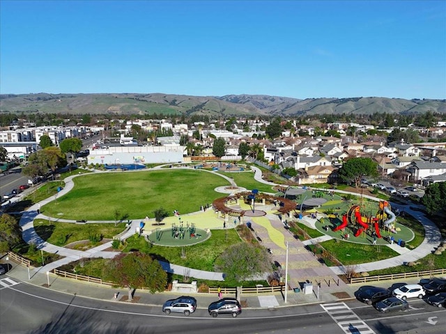 aerial view featuring a mountain view