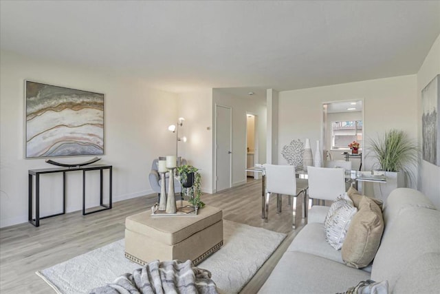 living room featuring light wood-type flooring