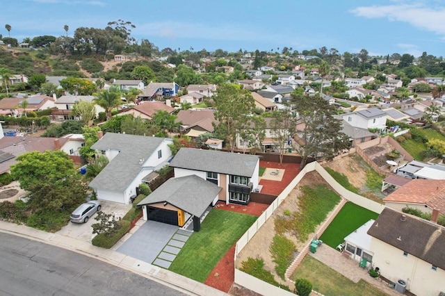 aerial view with a residential view