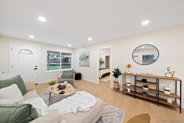 living room featuring light hardwood / wood-style flooring