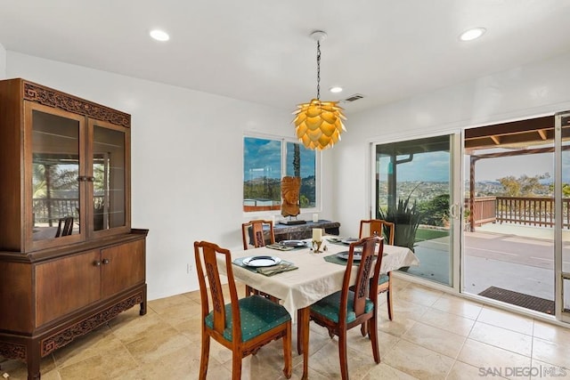 view of tiled dining room