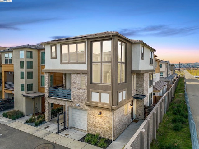 exterior space featuring a garage