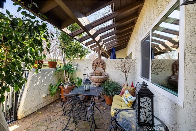 view of patio / terrace featuring a pergola