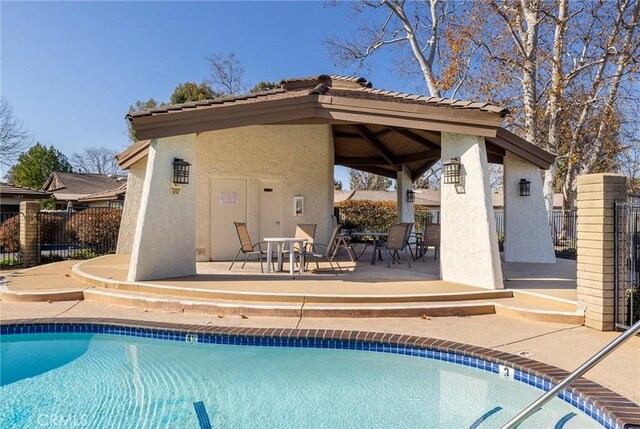 view of swimming pool with a patio