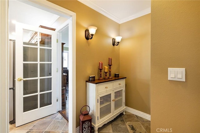 interior space featuring ornamental molding