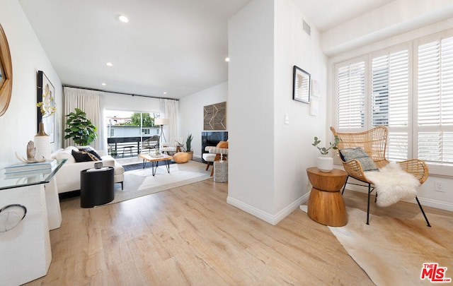 living area with light wood-type flooring