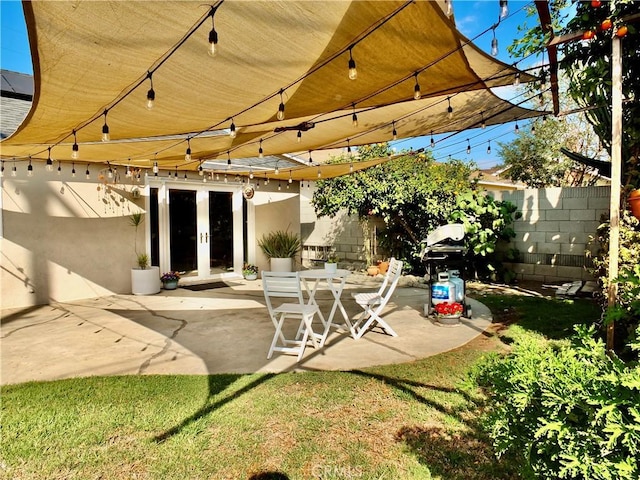 view of patio / terrace featuring french doors