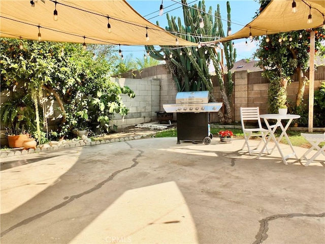 view of patio with area for grilling