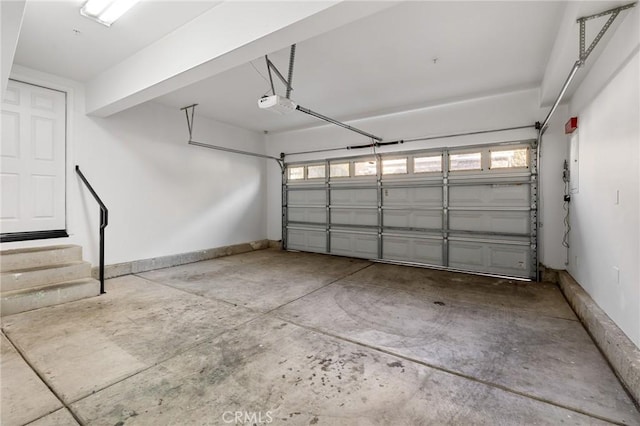 garage with a garage door opener