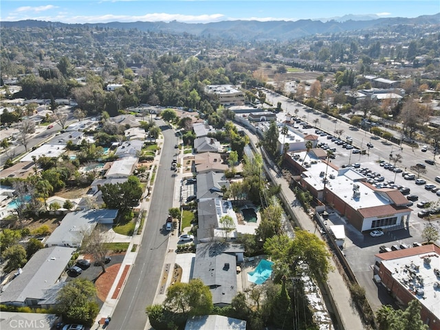 drone / aerial view with a mountain view