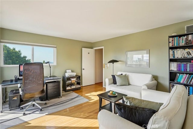 home office featuring light hardwood / wood-style flooring